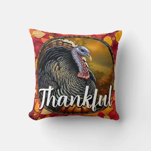 感謝と七面鳥 クッション (正面)