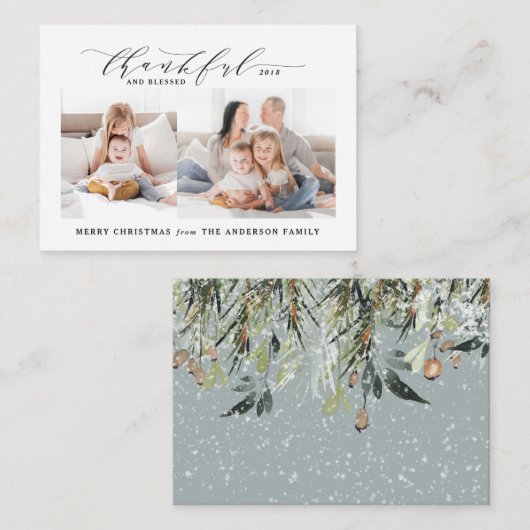 感謝と写真のクリスマス賛美を予算に計上する ノートカード (正面/裏面)