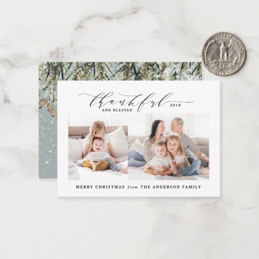 感謝と写真のクリスマス賛美を予算に計上する ノートカード (正面/裏面インサイチュ)