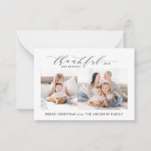 感謝と写真のクリスマス賛美を予算に計上する ノートカード (正面)