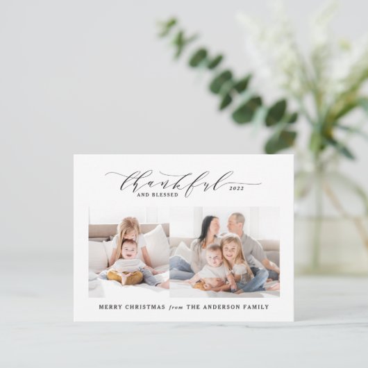 感謝と写真賛美のクリスマスホリデー シーズンポストカード (スタンド正面)