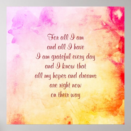 「感謝と前向き」の詩アートのポスター ポスター (正面)