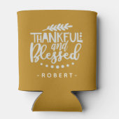 感謝と名賛美前パーソナライズされた感謝祭 缶クーラー (裏面)