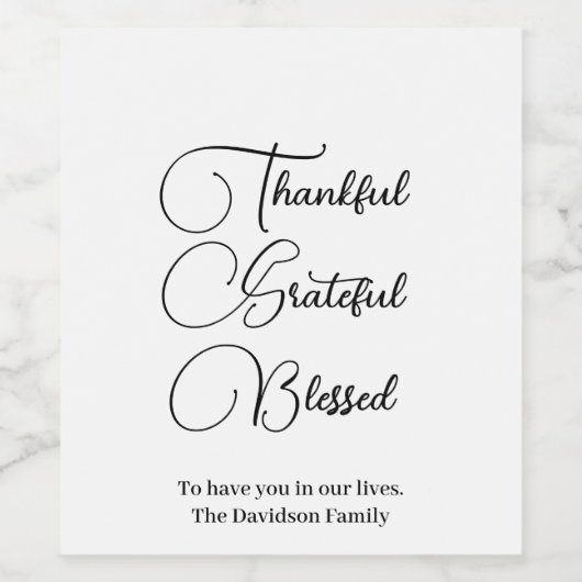 感謝と喜びと幸せのスクリプト 感謝祭 ワインラベル (シングルラベル)