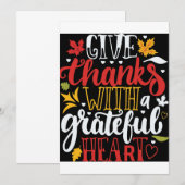 感謝と喜びの感謝祭招待状 招待状 (正面/裏面)