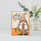 感謝と喜びの秋の小人 ポストカード (スタンド正面)