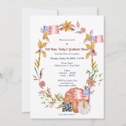 感謝と団結の秋のディナー・ファンドレイザー 招待状 (正面)