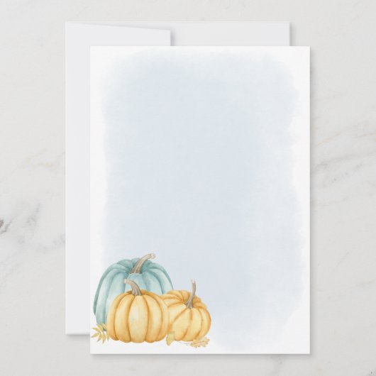 感謝と国賛美のカボチャ男の子の妊娠 案内状 (裏面)