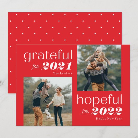 感謝と希望に満ちた編集可能なカラーの年賀状 シーズンカード (正面/裏面)