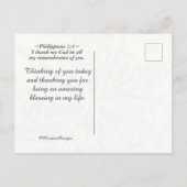 感謝と希望の聖書の一節、ヴィンテージの花 ポストカード (裏面)