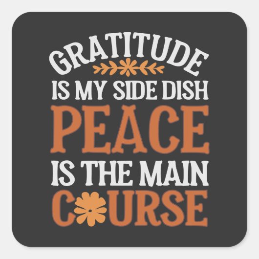 感謝と平和のステッカーシート – カスタマイズ可能 スクエアシール (正面)