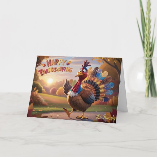 感謝と幸せと、ターキーに夢中！ サンキューカード (正面)