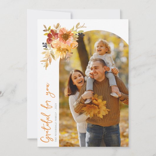 感謝と幸せな感謝の写真グリーティングカード サンキューカード (正面)