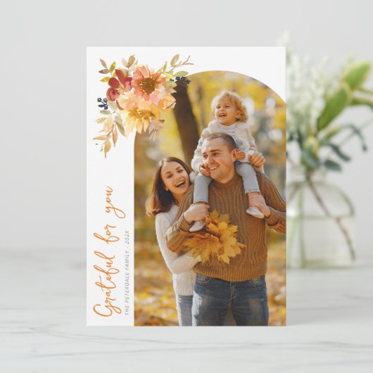 感謝と幸せな感謝の写真グリーティングカード サンキューカード (スタンド正面)