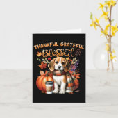 感謝と幸せに満ちたビーグル犬の秋 カード (黄色い花)