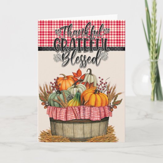 感謝と幸せに満ちた国産バスケット カード (正面)