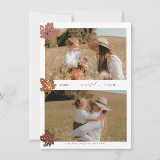 感謝と幸せに満ちた感謝祭の写真 シーズンカード (正面)