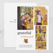 感謝と幸せに満ちた秋の感謝祭家族写真 シーズンカード (正面/裏面)