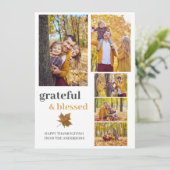 感謝と幸せに満ちた秋の感謝祭家族写真 シーズンカード (スタンド正面)
