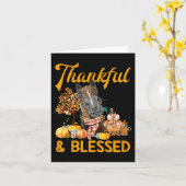 感謝と幸せのカボチャの馬秋の感謝祭 カード (黄色い花)