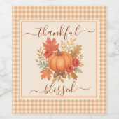 感謝と幸せのカボチャ | 秋の感謝祭 ワインラベル (シングルラベル)