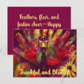 感謝と幸せの感謝祭ターキーカスタマイズ可能 ポストカード (正面/裏面)