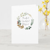 感謝と幸せの葉のリース 現代的 落葉樹の季節 カード (黄色い花)