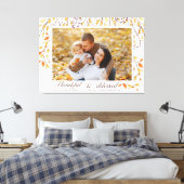 感謝と幸せ賛美な感謝祭秋の葉 キャンバスプリント (インサイチュ (寝室))