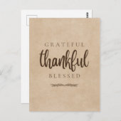 感謝と幸せ ブラウン ポストカード (正面/裏面)