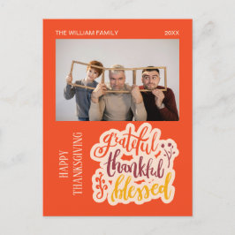 感謝と幸福に満ちたオレンジ色の秋の写真 ポストカード