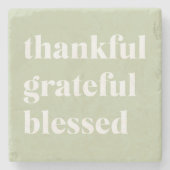 感謝と幸福に満ちた感謝祭の引用 ストーンコースター (正面)