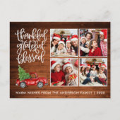 感謝と幸福に満ちた木製トラックの4枚写真 ポストカード (正面)