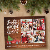 感謝と幸福に満ちた木製トラックの4枚写真 ポストカード