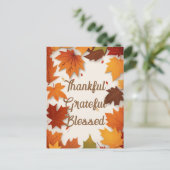 感謝と幸福に満ちた秋の葉の感謝祭 シーズンポストカード (スタンド正面)