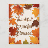 感謝と幸福に満ちた秋の葉の感謝祭 シーズンポストカード (正面)