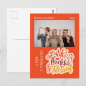 感謝と幸福に満ちた オレンジ色の秋の写真 ポストカード (正面/裏面)