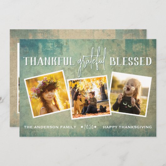 感謝と幸福のフォール コラージュ シーズンカード (正面/裏面)