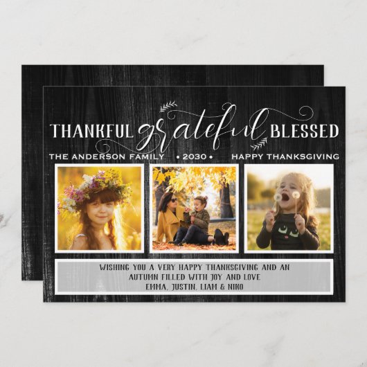 感謝と幸福の写真 感謝祭の休日 シーズンカード (正面/裏面)