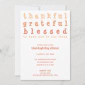 感謝と幸福 感謝と幸せ 祝福された ストライプ 感謝祭 招待状 (正面)