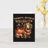 感謝と幸運と祝福のダックスフンド犬の秋の皆さん カード (黄色い花)