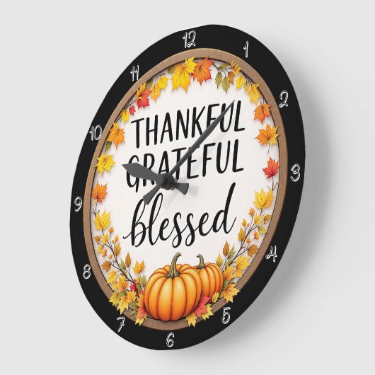 感謝と感謝とカボチャ賛美の木 ラージ壁時計 (傾斜)