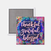 感謝と感謝とブルー賛美かわいらしトレンディー マグネット (正面/裏面)
