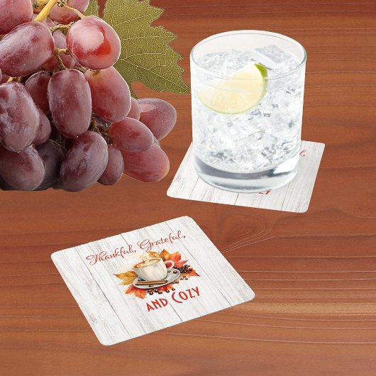 感謝と感謝と居心地の良さ – 感謝祭 スクエアペーパーコースター