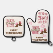 感謝と感謝と幸賛美せな感謝祭 | 鍋つかみ&鍋敷きセット (正面)