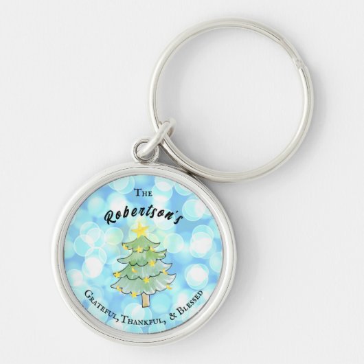 感謝と感謝と感謝賛美とパーソナライズされた キーホルダー (正面)