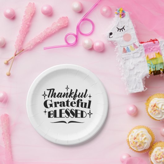 感謝と感謝と感謝賛美のきらめく贈 ペーパープレート (パーティー)