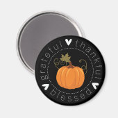 感謝と感謝と秋賛美のフォークアート マグネット (正面/裏面)