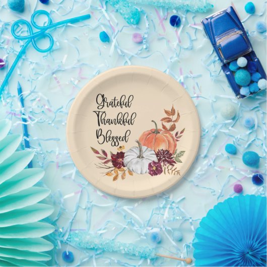 感謝と感謝と賛美のパーソナライズされたプレート ペーパープレート (パーティー)