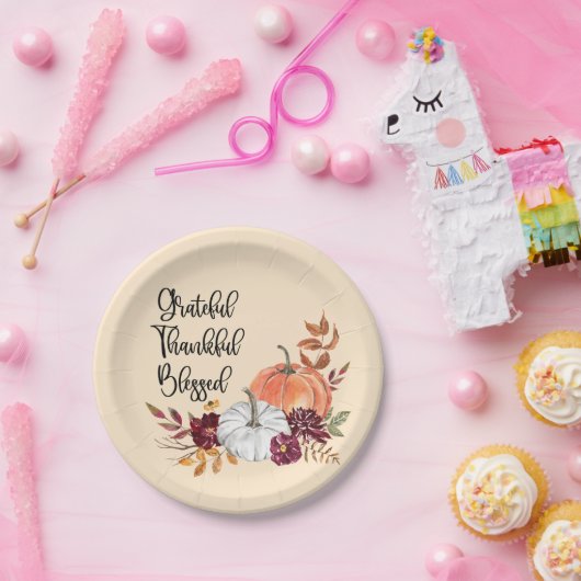 感謝と感謝と賛美のパーソナライズされたプレート ペーパープレート (パーティー)