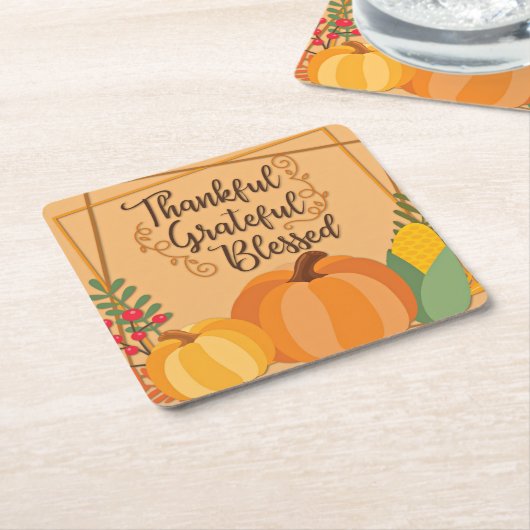 感謝と感謝と賛美、 スクエアペーパーコースター (アングル)